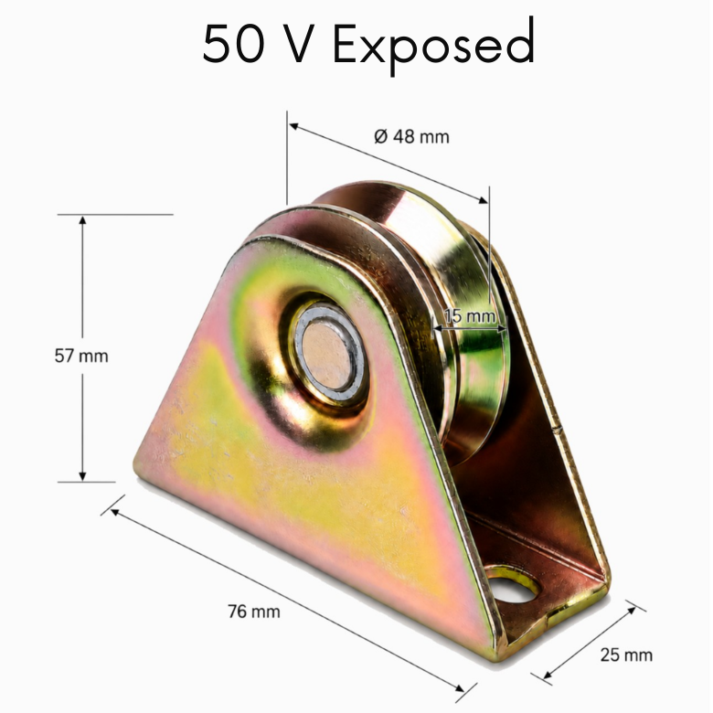 Produktbild von V-Rillen Rolle V-50 – 50 Mm Durchmesser, 8 Mm Welle, Verzinkter Stahl, Tragkraft 100 Kg, EU-Fertigung