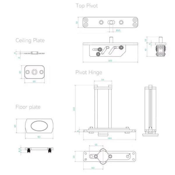 Pivot Hinge with Hold Open (300kg)