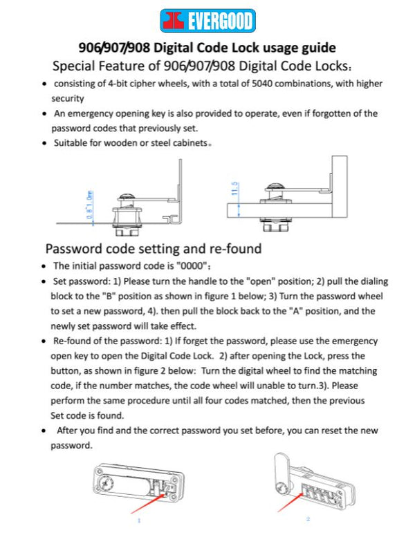 Evergood Digital Combination Password Cam Lock