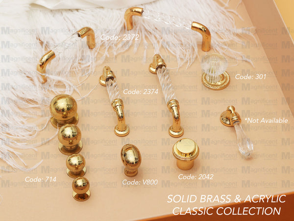 2374 Acrylic Crystal Like Brass Pull
