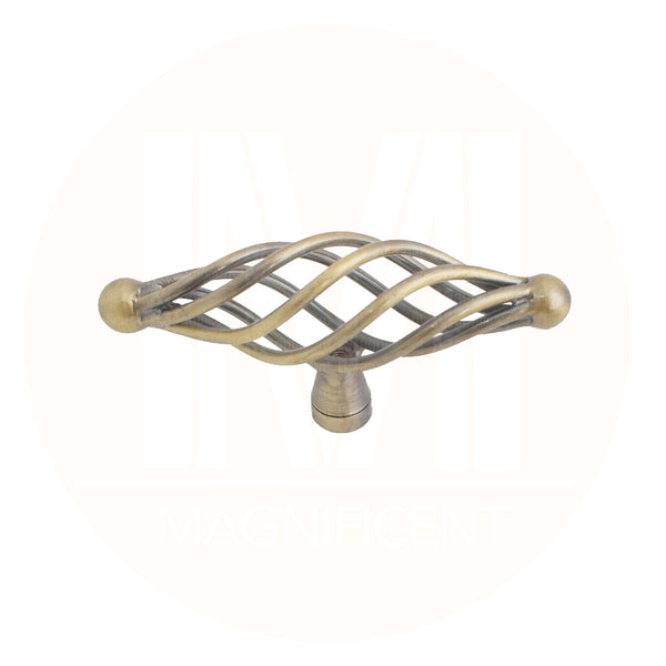 1003 Birdcage Antique Brass Pull