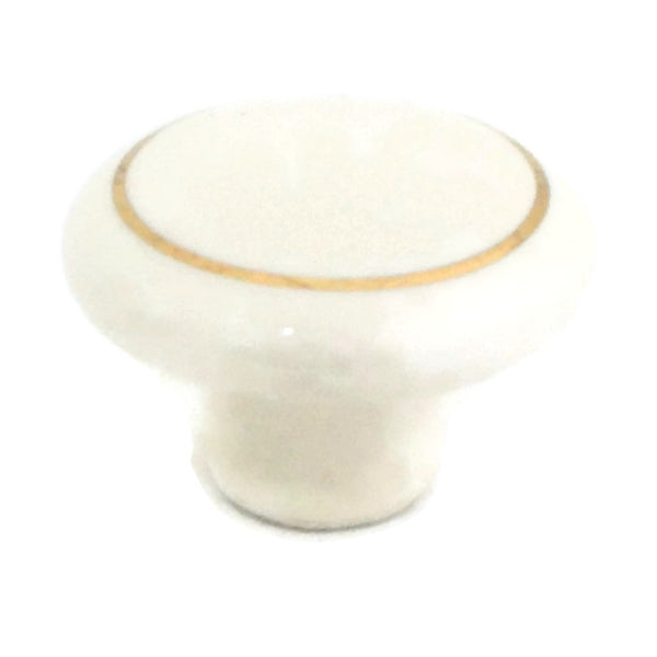104 Beige Ceramic Knob with Golden Ring