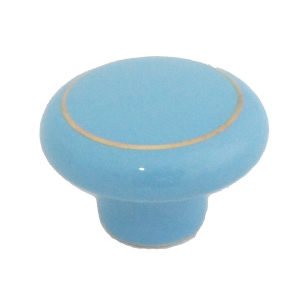 104 Blue Ceramic Knob with Golden Ring - Magnificent Marketing (DIY Builders Hardware)