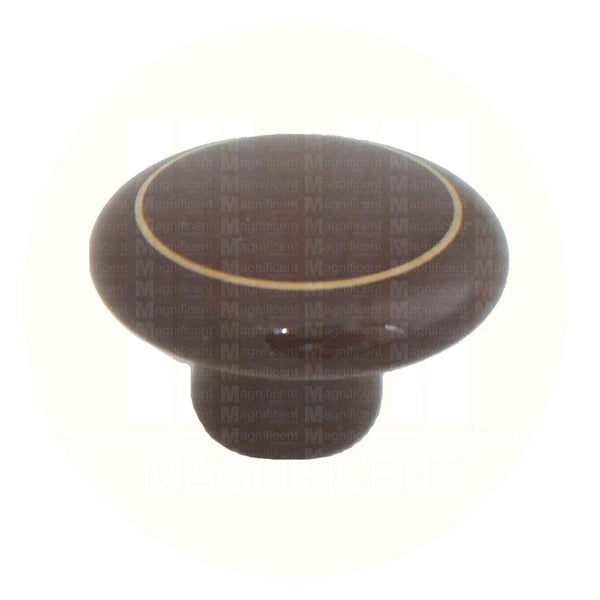 104 Brown Ceramic Knob with Golden Ring
