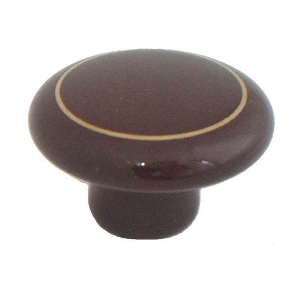 104 Brown Ceramic Knob with Golden Ring - Magnificent Marketing (DIY Builders Hardware)