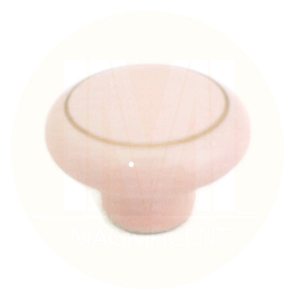 104 Pink Ceramic Knob with Golden Ring