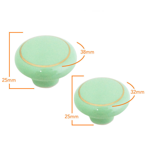 104 Green Ceramic Knob with Golden Ring