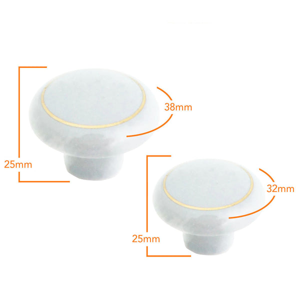 104 Gray Ceramic Knob with Golden Ring