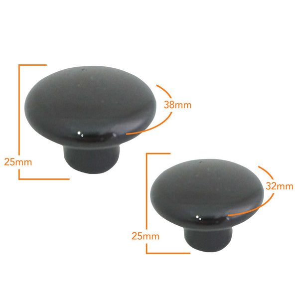 105 Plain Black Ceramic Knob