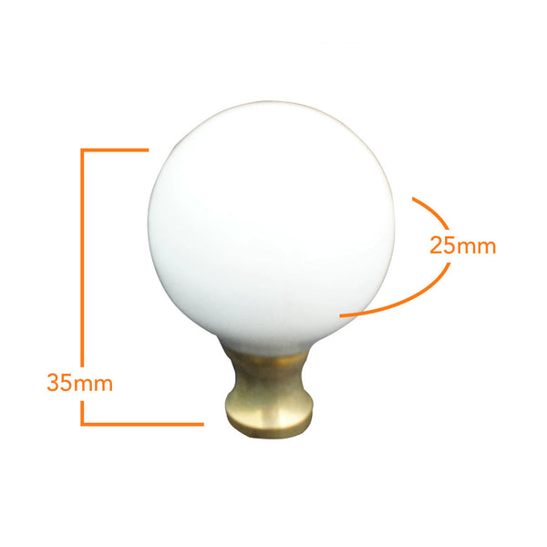 106 White Spherical Ceramic Knob with Brass Base