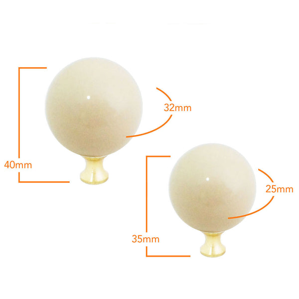 106 Beige Spherical Ceramic Knob with Brass Base