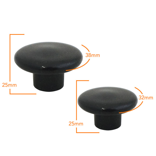 1230 Plain Black Plastic Knob
