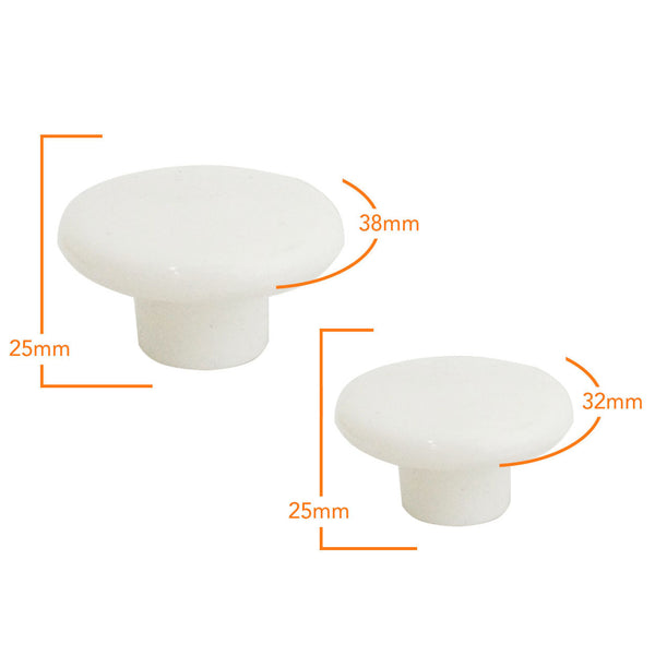 1230 Plain White Plastic Knob