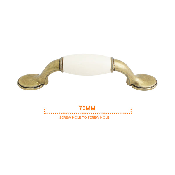 1404 White / Antique English Classy Ceramic Pull