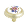 1406 Ceramic Flower Knob Wrapped in Brass Plated Base