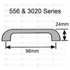 3020 White with Gray Stripes Plastic Pull Handle