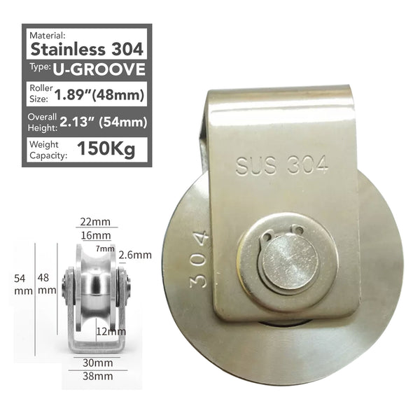 Stainless 304 48mm U-Groove Roller