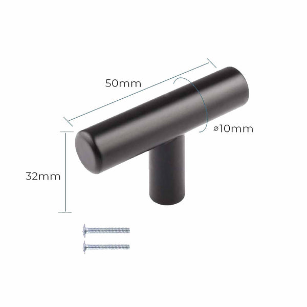 7925 Matte Black Hollow T Bar Knob