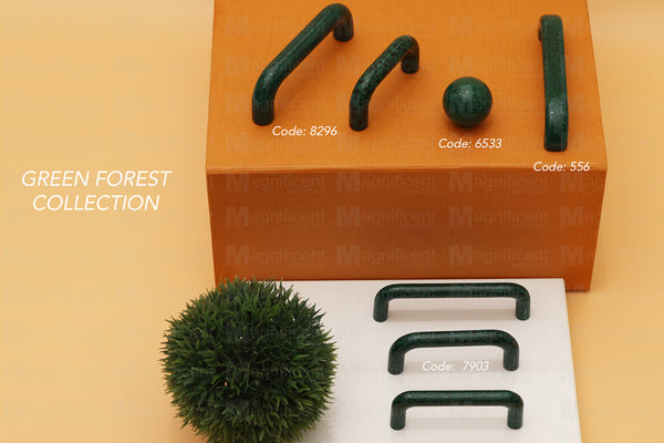 6533 Rounded Green Marble Plastic Knob
