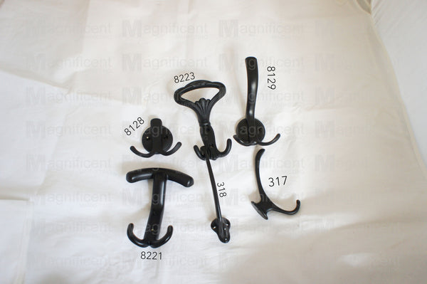 Black Powder Coated Coat and Hat Hooks