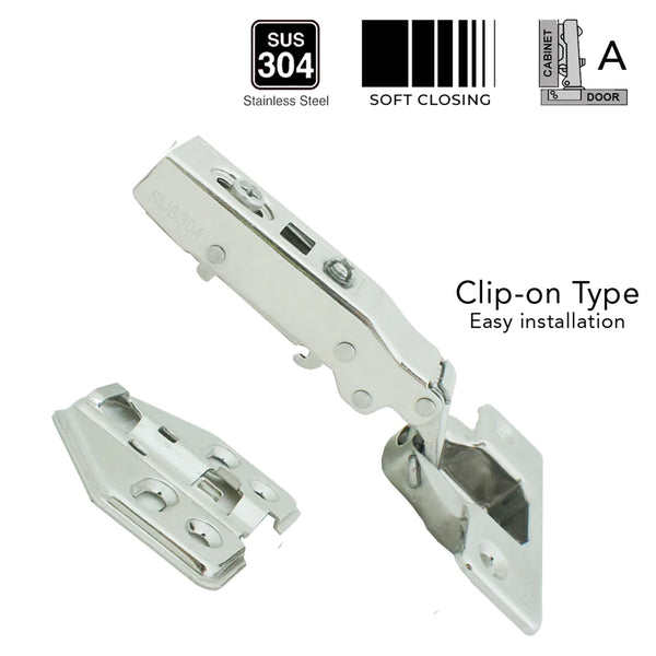 Giano Stainless Hydraulic Clip On Full Overlay Hinge