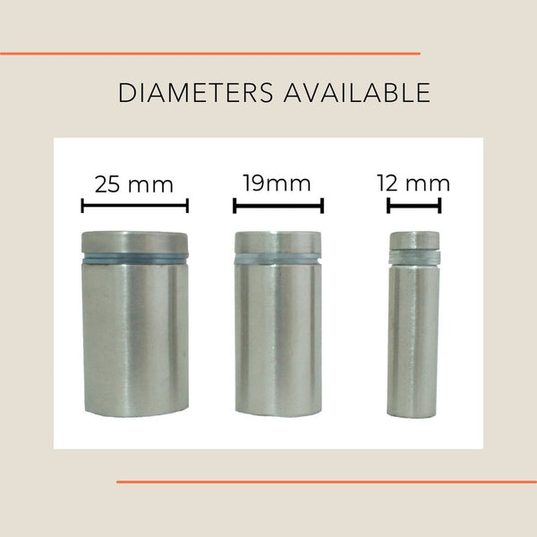 25mm Glass Standoff Sign Board Holder (Stainless)