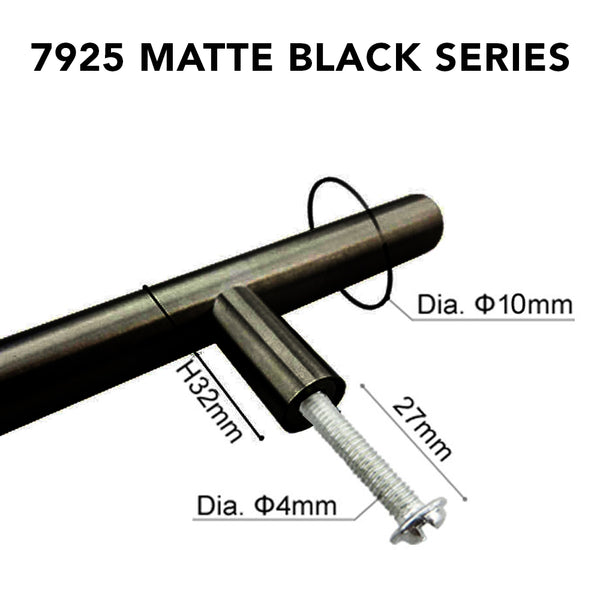 7925 Matte Black Hollow T Bar Handle