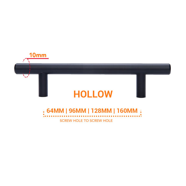 7925 Matte Black Hollow T Bar Handle