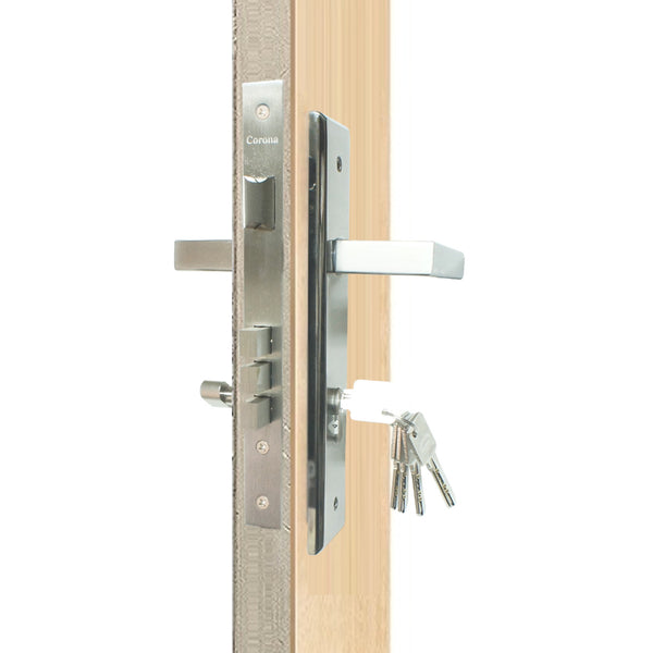 Corona Entrance Mortise Lockset with Square Backplate