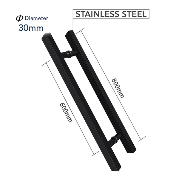 Black Square H-Handle 800mm