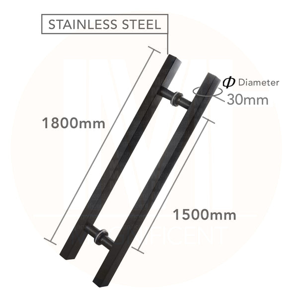 Black Square H-Handle 1800mm