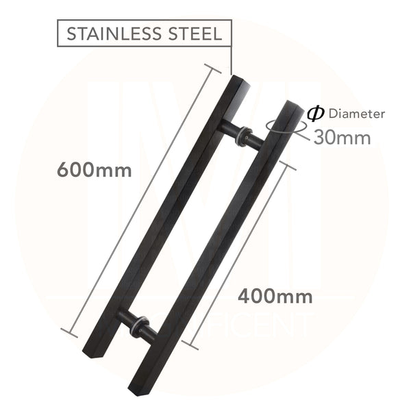Black Square H-Handle 600mm