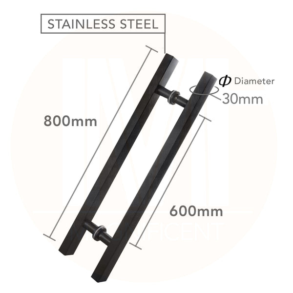 Black Square H-Handle 800mm
