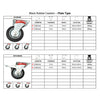 Plate Type With Hood and Double Brake Black Rubber Caster (4 pieces)