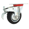 Plate Type With Hood and Double Brake Black Rubber Caster (4 pieces)