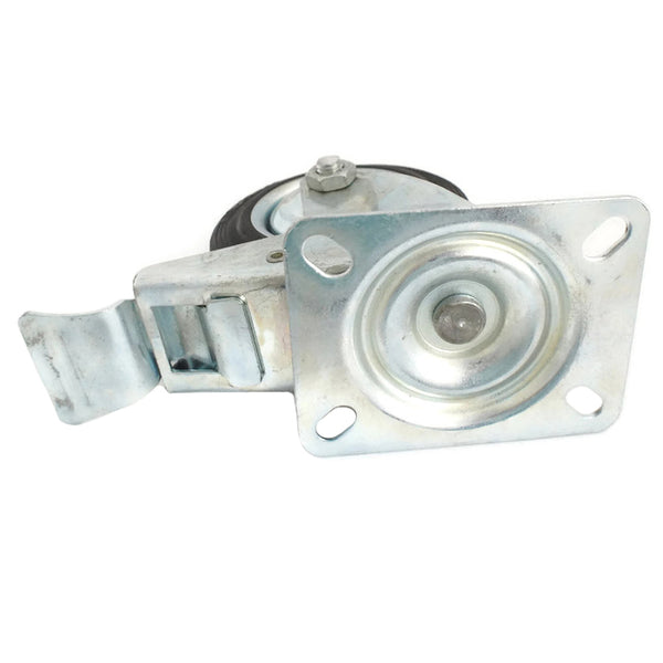 Plate Type With Hood and Double Brake Black Rubber Caster (4 pieces)