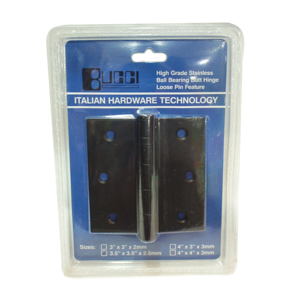Bucci Stainless 304 Matte Black Hinges
