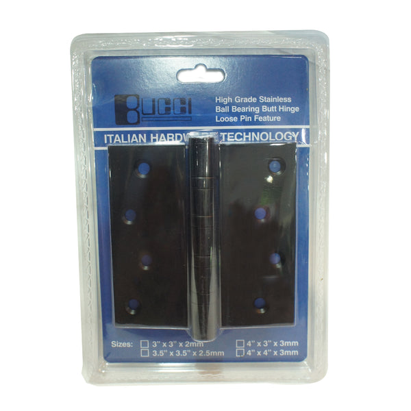 Bucci Stainless 304 Matte Black Hinges