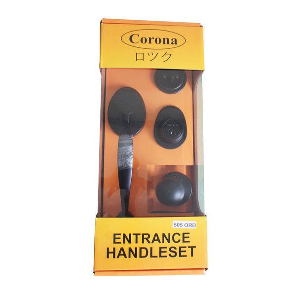 Corona Entrance Lock Black Handle Set