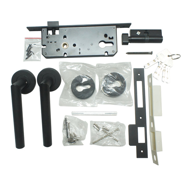 Corona Mortise Lockset Black