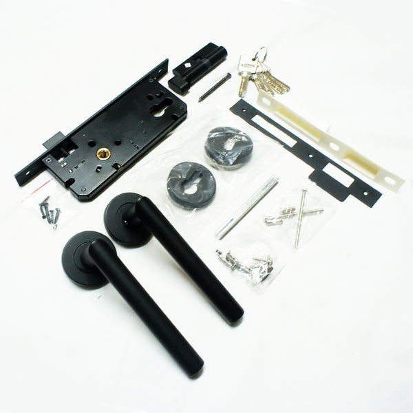 Corona Mortise Lockset Black