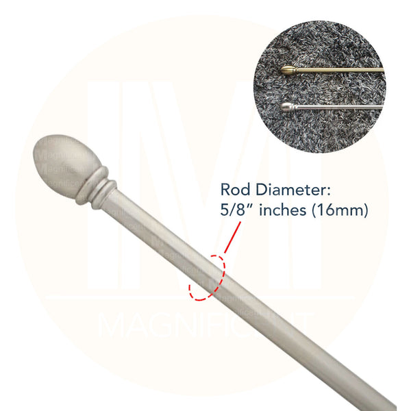 Egg Satin Nickel Iron Curtain Rod Set