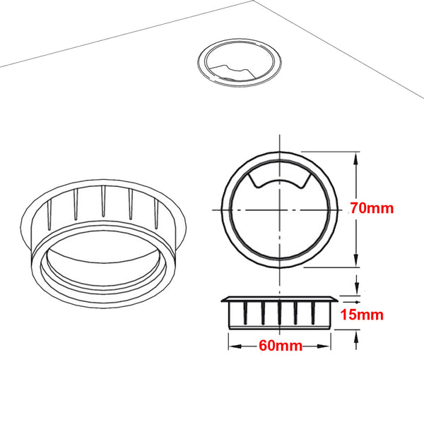 Two Way Desk Cable Grommet