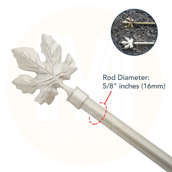 Leaf Satin Nickel Iron Curtain Rod Set