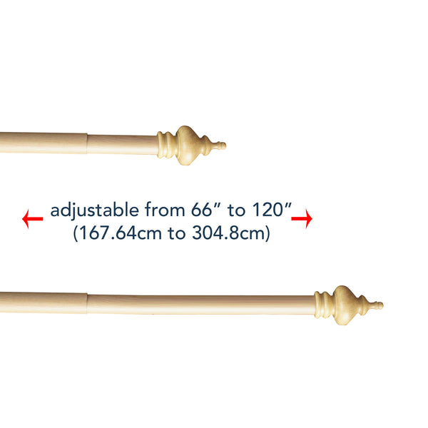 Light Oak Wood Laminated Curtain Rod Set