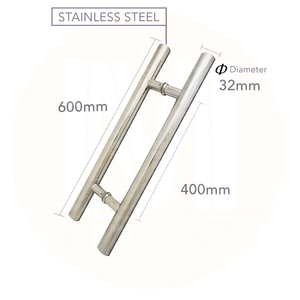 Round H-Handle 600mm Chrome Door Pull