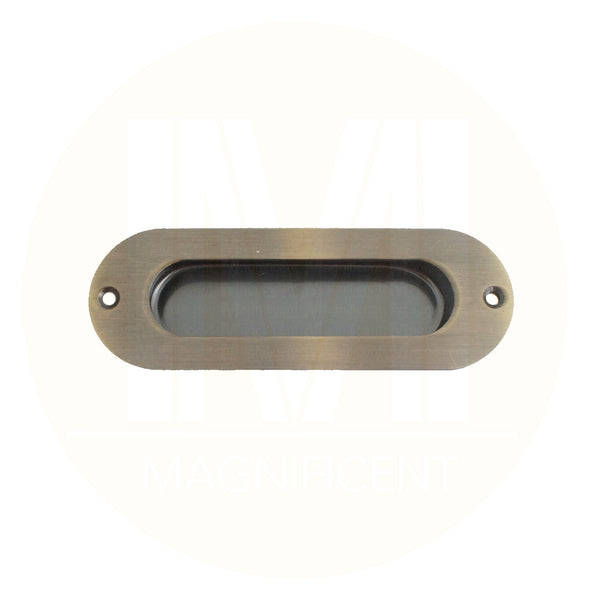 SCH001 Oval Antique Brass Flush Pull