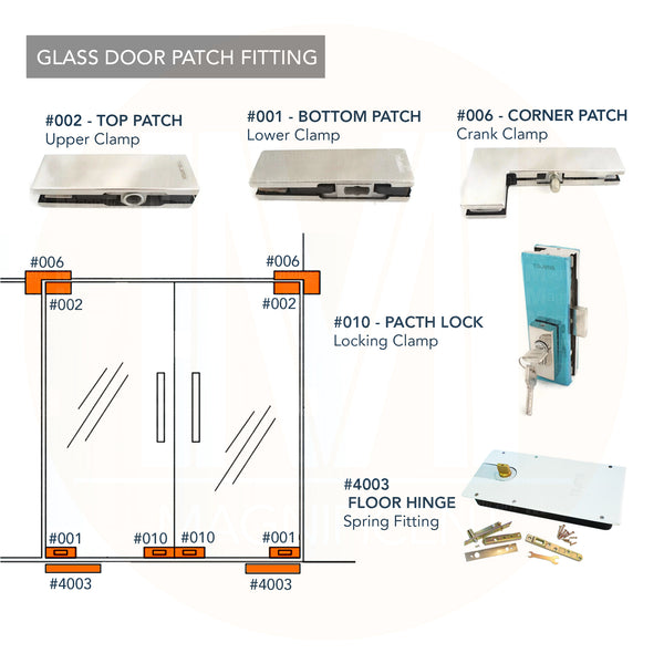 Tajima Glass Door Patch Fitting Set