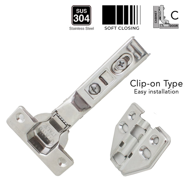 Giano Stainless Hydraulic Clip On Inset Hinge