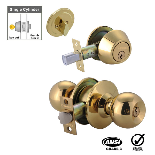 Corona Entrance Keyed & Single Deadbolt Combination Lock